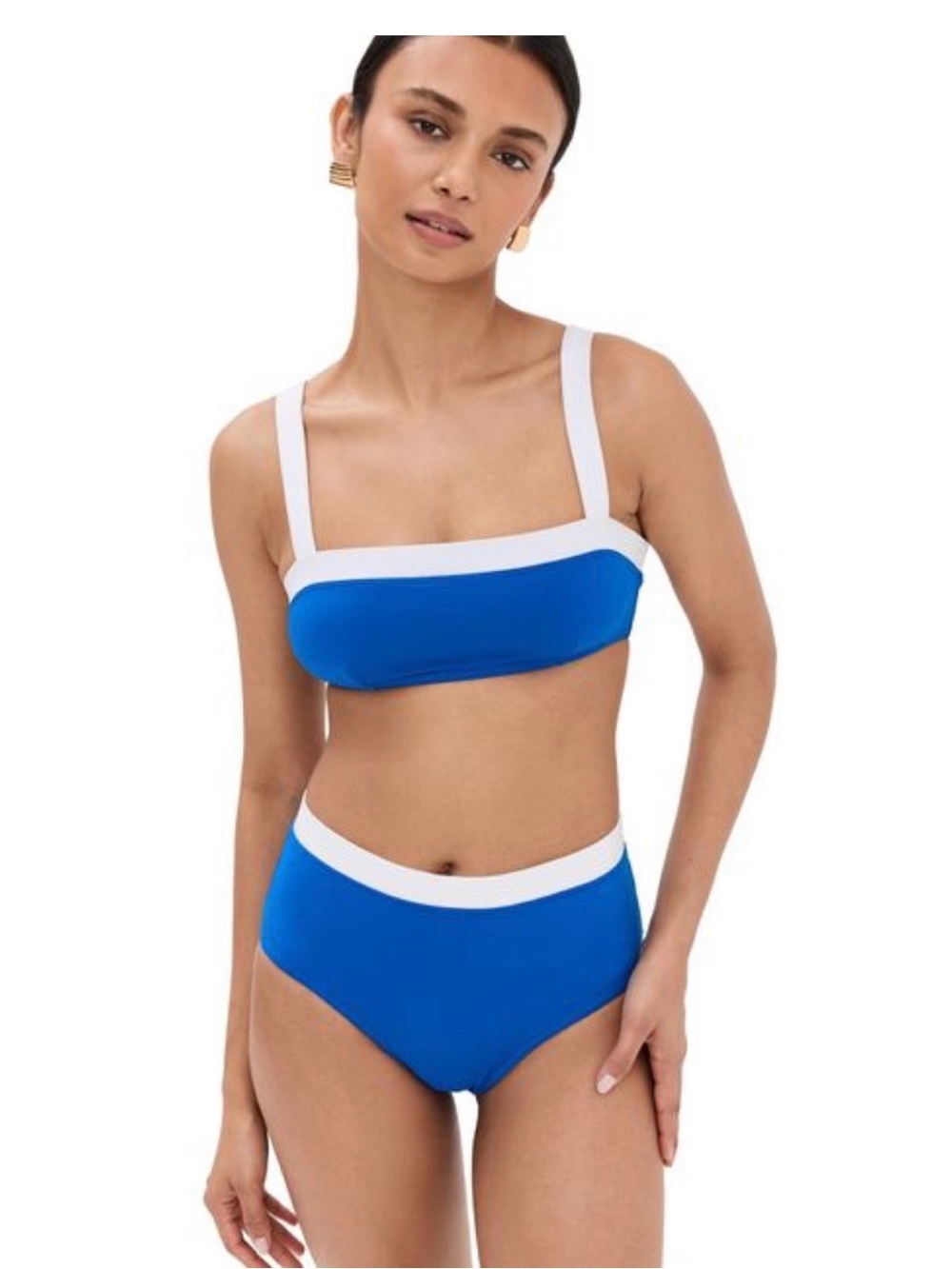 STAUD Liv Bikini Top and Devon High Rise Bikini Bottom, Size Small